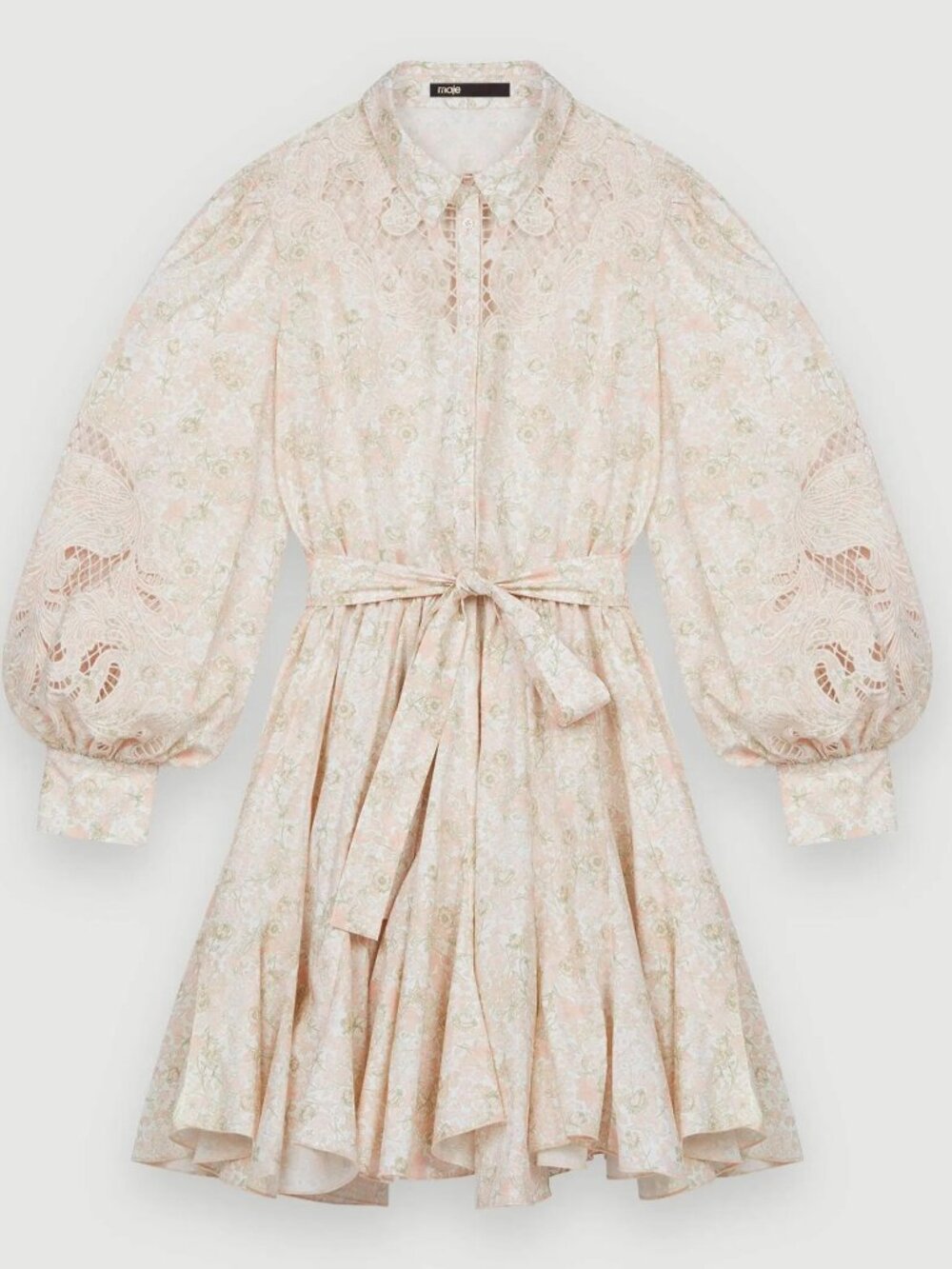Maje Shirt Dress With Small Flower Print - Size 40 (US Large)